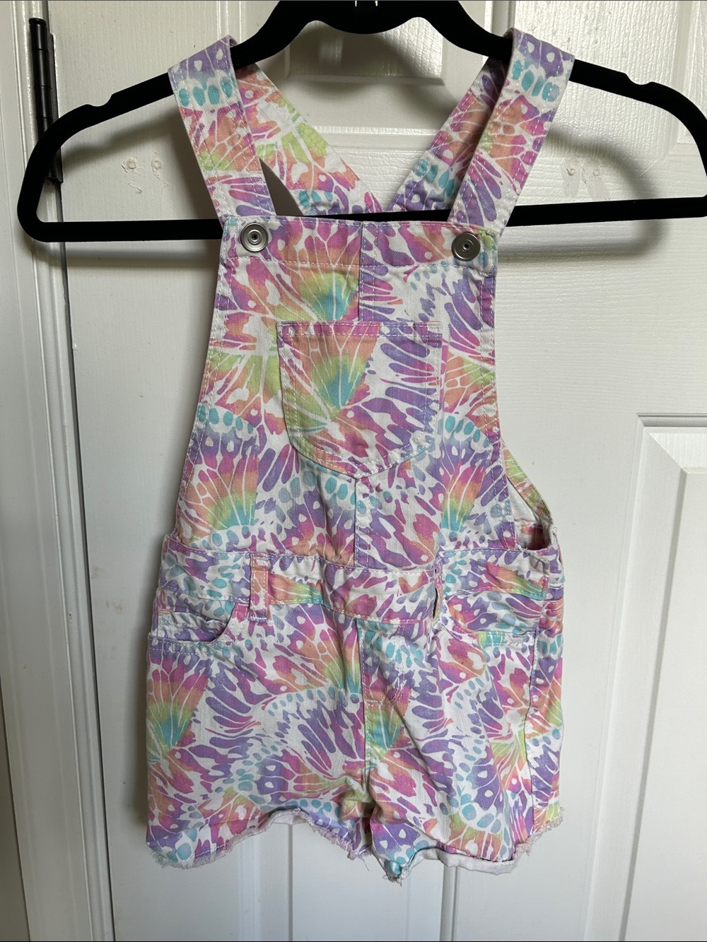 The Children's Place Pastel Tie-Dye Floral Short Overalls